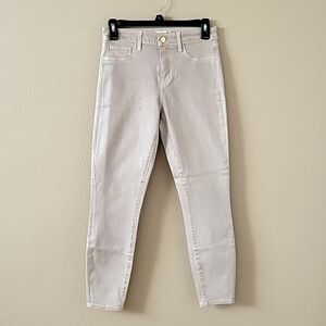 L'Agence Biscuit Gold Glitter Coated Margot High Rise Skin Jeans - Size 26